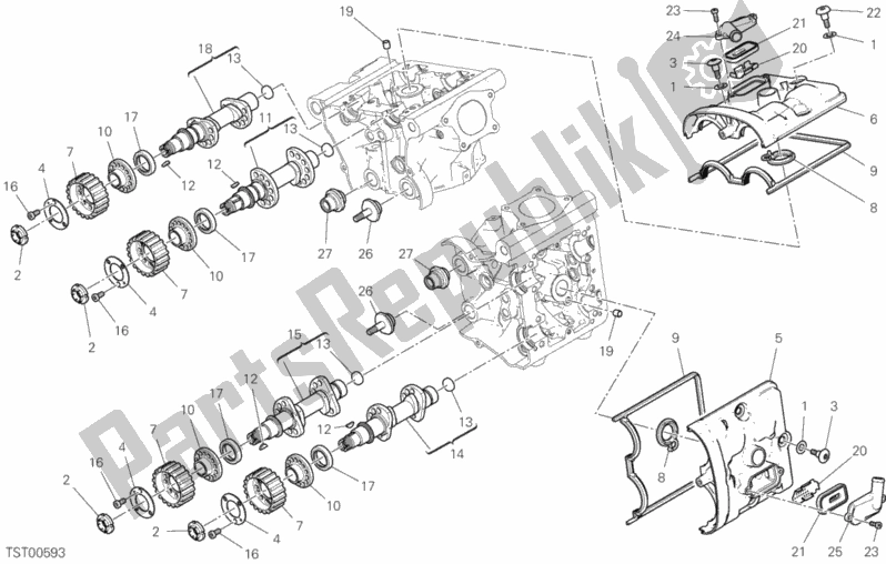 Alle onderdelen voor de Cilinderkop: Timing Systeem van de Ducati Monster 821 Stealth USA 2020